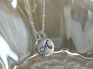 Stamped Silver Initial Necklace