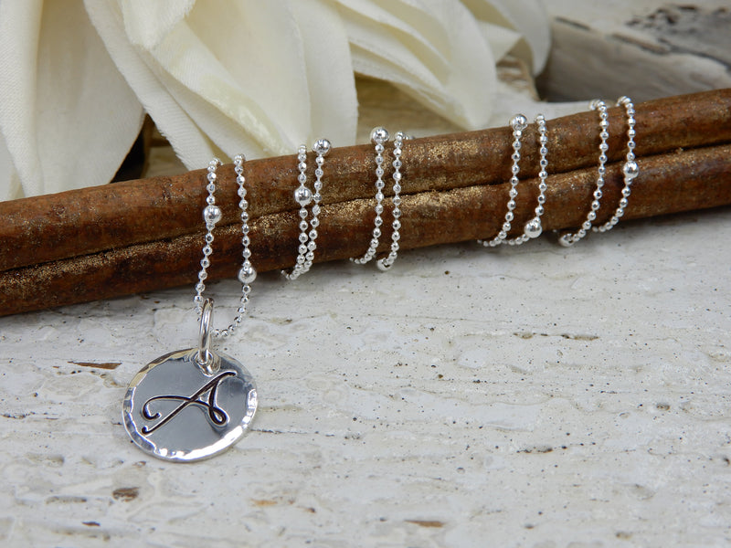 Stamped Silver Initial Necklace
